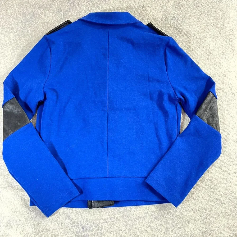 Disney Signed Special Edition Girls Blue Moto Jacket Size S‎ 7/8 Studded Collar